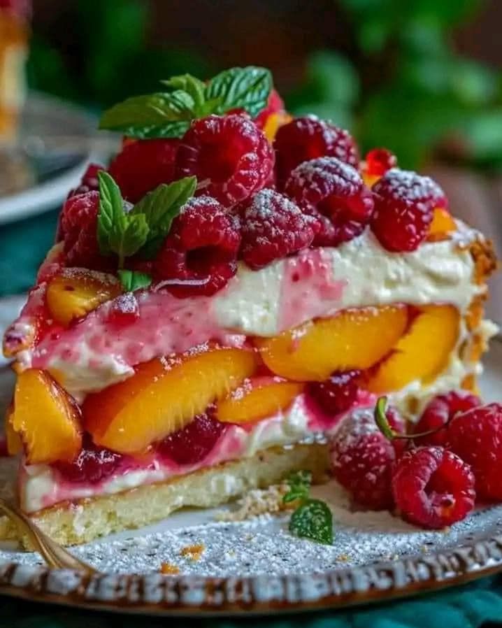 Peach Raspberry Layer Cake