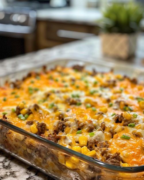 Easy Cheesy Beef and Corn Casserole