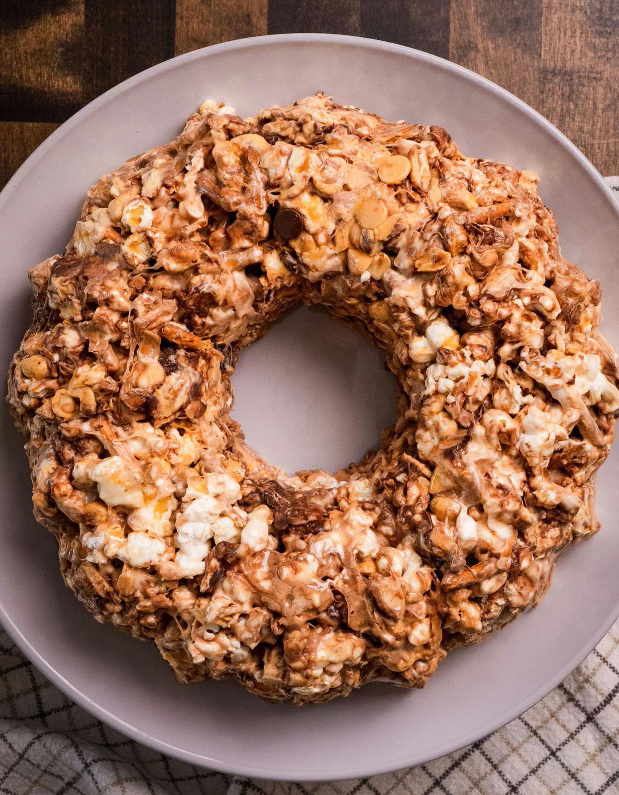 Peanut Butter and Chocolate Popcorn Wreath