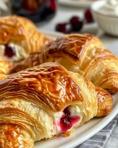 Flaky Cherry and Cream Filled Pastries: A Delicious Indulgence