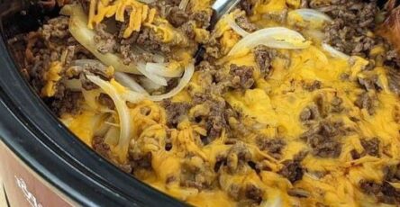 Cheesy Ground Beef and Onion Casserole