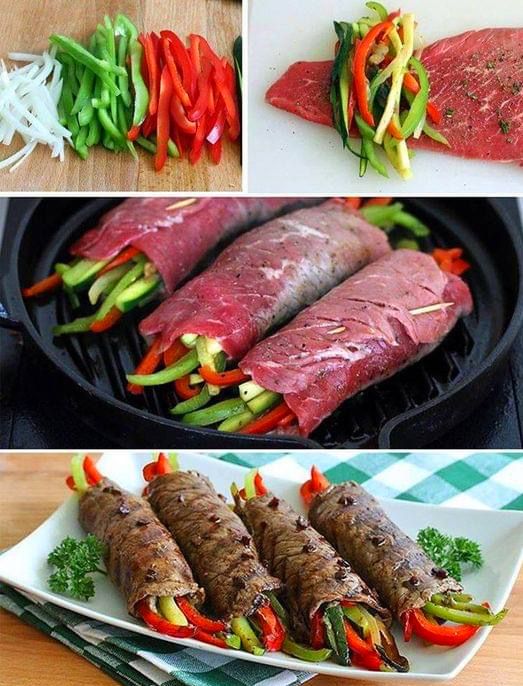 Grilled Steak and Veggie Roll-Ups