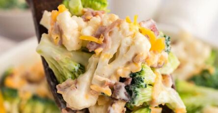 Cheesy Broccoli and Cauliflower Casserole with Bacon