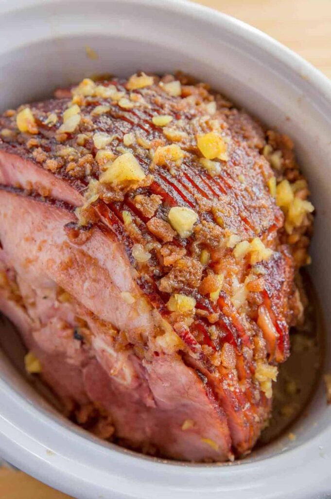 Crockpot Pineapple Brown Sugar Glazed Ham