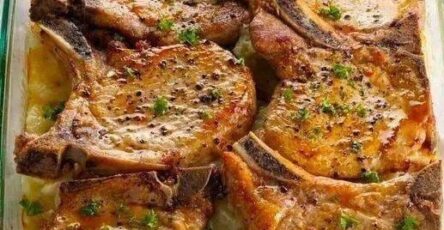 Baked pork chops with potatoes