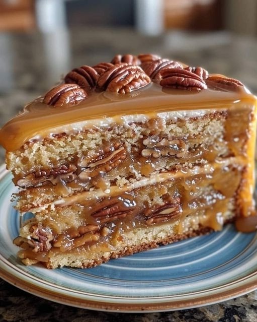 Cake with Pecans and Caramel