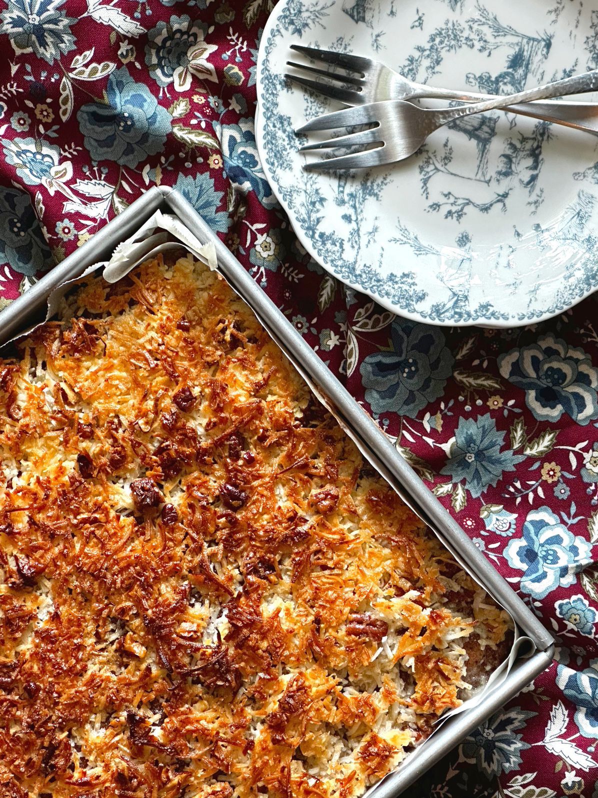 Moist Coconut Cake with Toasted Coconut Topping