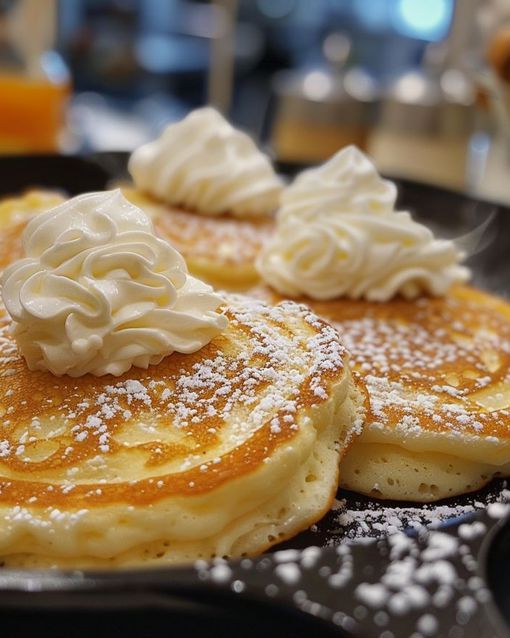 Fluffy Pancakes with Whipped Cream