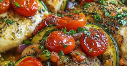 Baked Chicken with Zucchini and Cherry Tomatoes