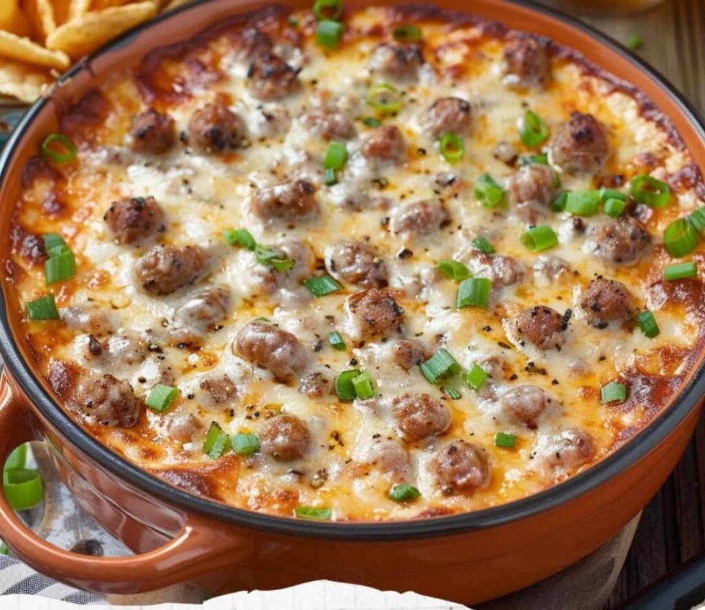 Hot Sausage Beer Cheese Dip