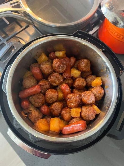 Sweet and Savory Meatballs and Sausages with Pineapple