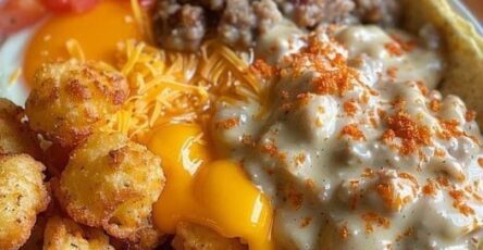 Tater Tot Breakfast Bowl with Sausage Gravy