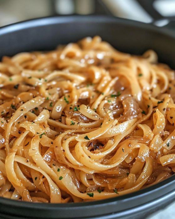 Slow Cooker Caramelized Onions Pasta