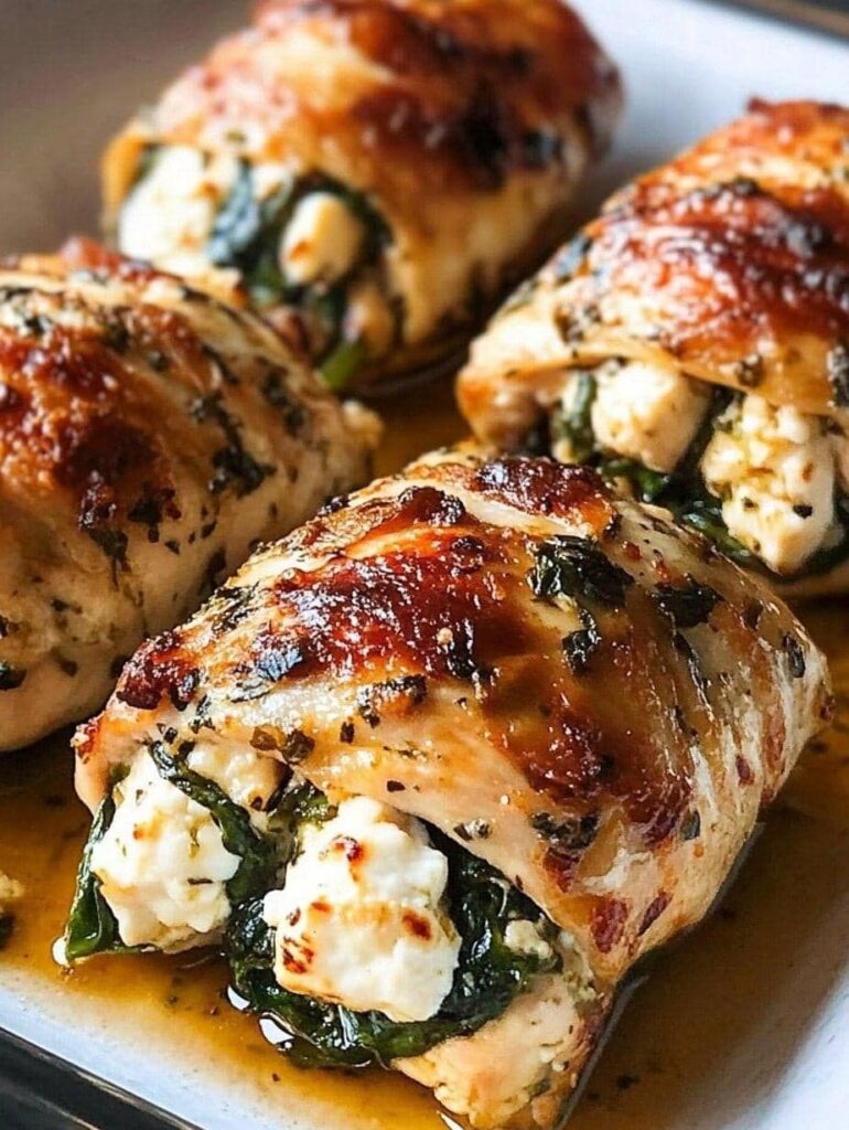 Spinach and Feta Chicken Rolls