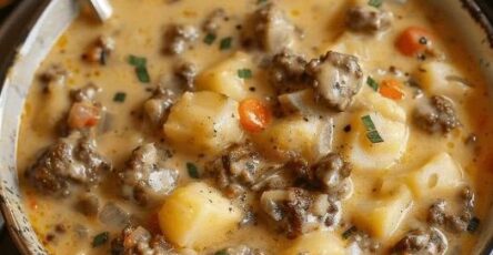 Crockpot Creamy Potato & Hamburger Soup