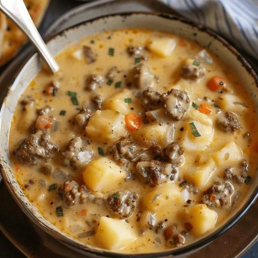 Crockpot Creamy Potato & Hamburger Soup