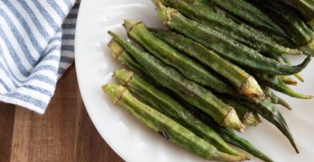 Whole roasted okra