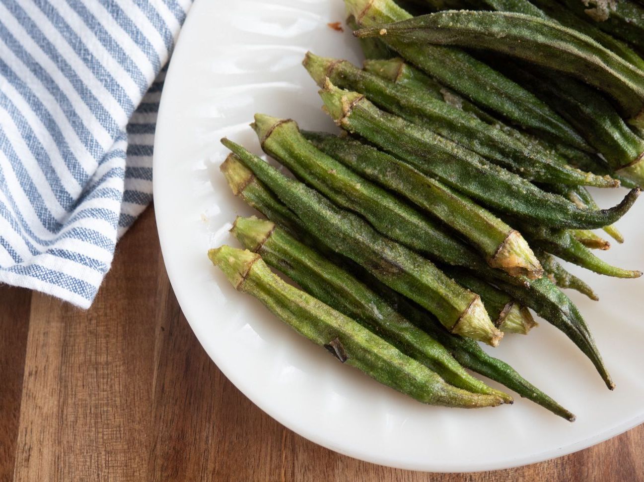 Whole roasted okra