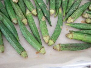 Whole roasted okra