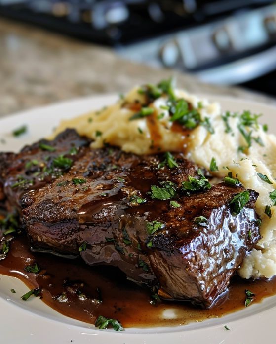 Amish Poor Man's Steak with Garlic Mashed Potatoes Recipe