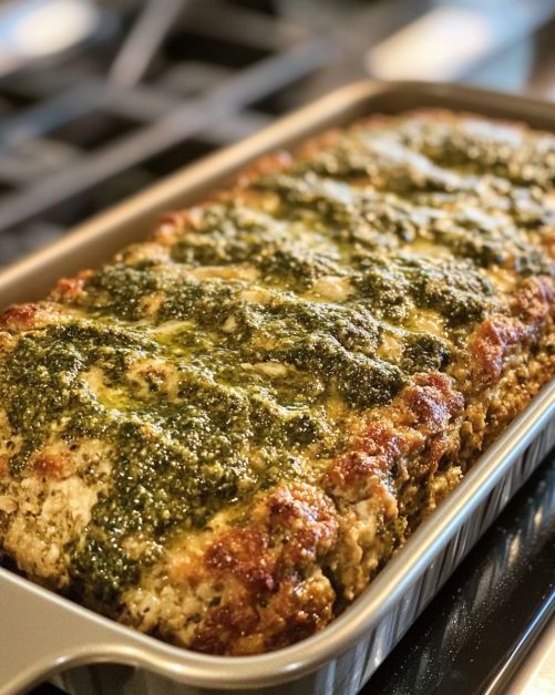 Baked Pesto Chicken Meatloaf