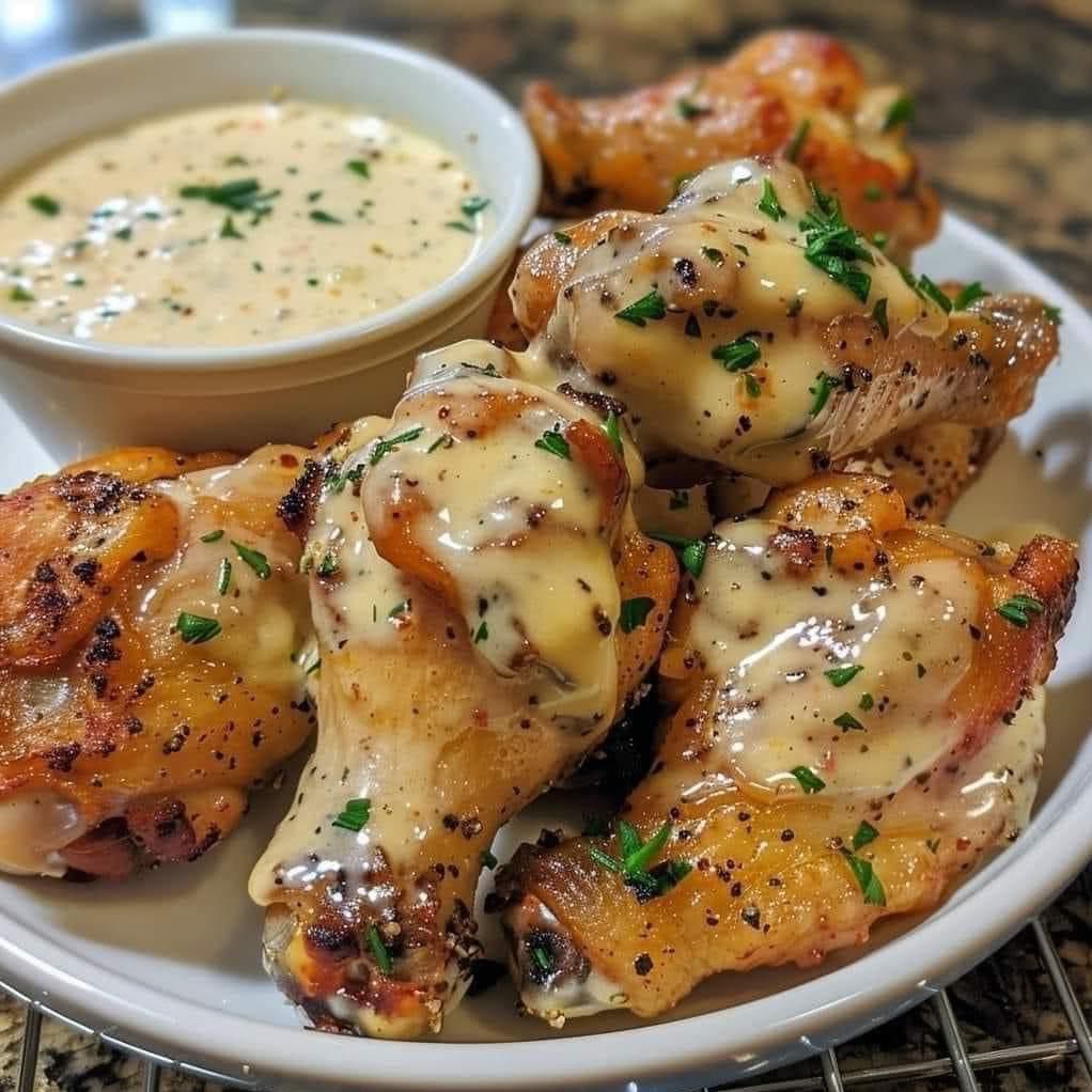 Creamy Garlic Parmesan Chicken Wings