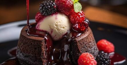 Chocolate Lava Cake with Berry Compote