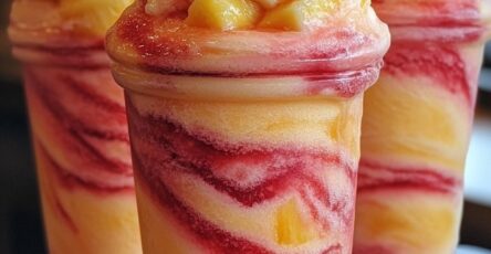 Pineapple Strawberry Swirled Slushies