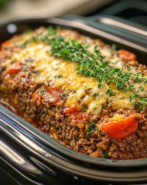 Slow Cooker Mediterranean Herb Parmesan Meatloaf