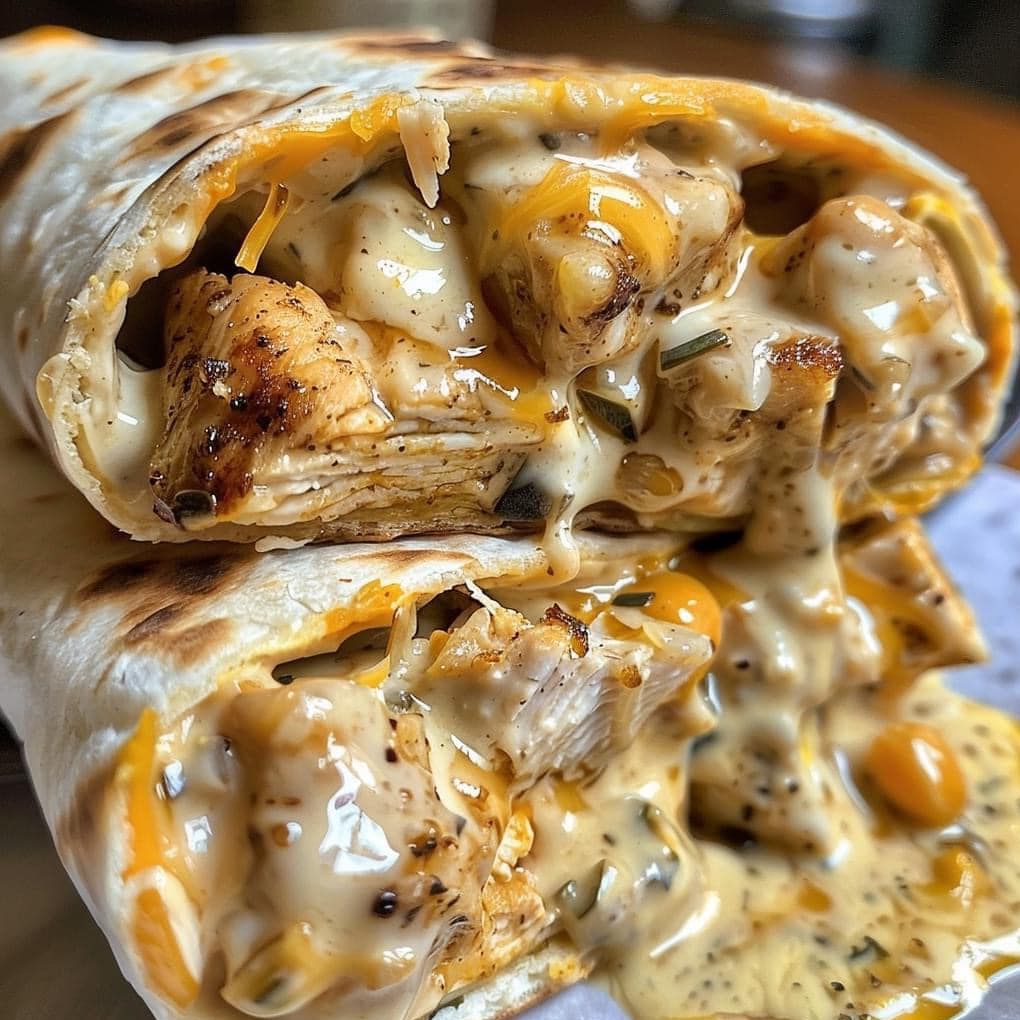 Cheesy Garlic Chicken Wraps