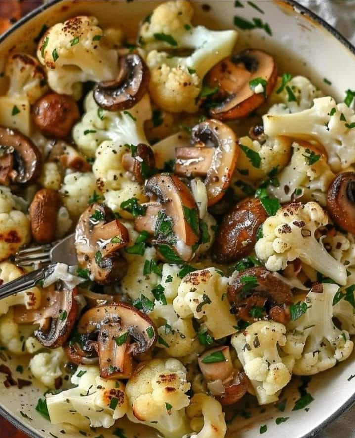 Garlic Cauliflower and Mushrooms