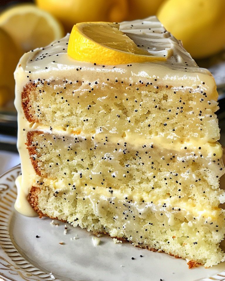 Luscious Limoncello Poppy Seed Chiffon Cake