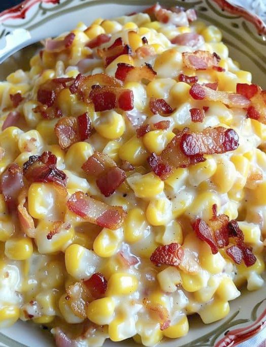 Slow Cooker Cheddar Corn with Bacon