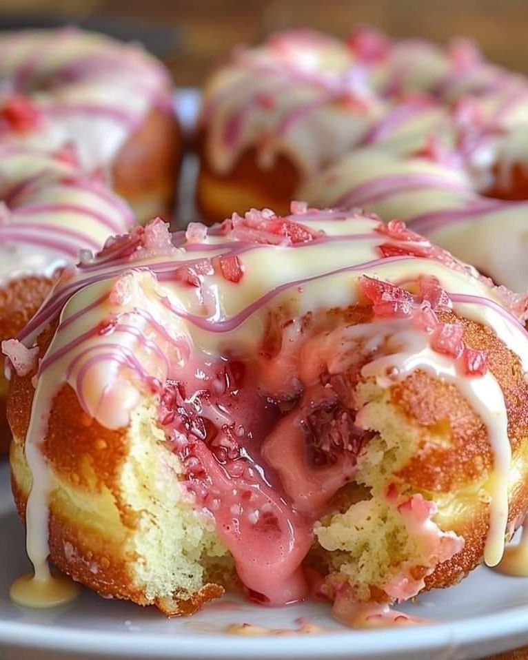 White Chocolate Strawberry Cream Donuts