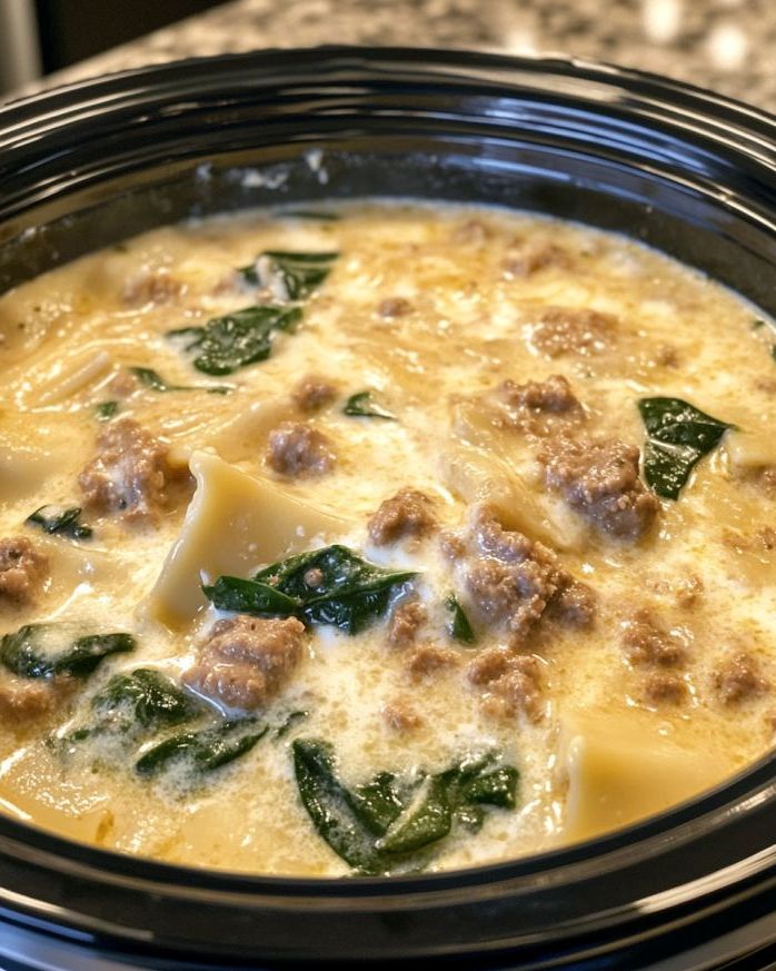 Slow Cooker White Lasagna Soup