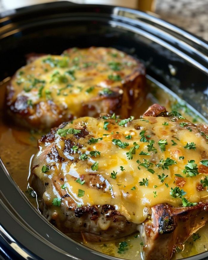 Slow Cooker Cheesy Pork Chops