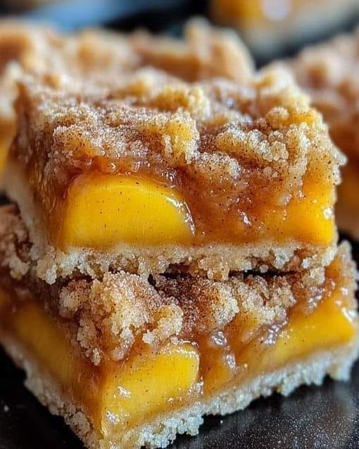 Cinnamon Peach Crumble Bars