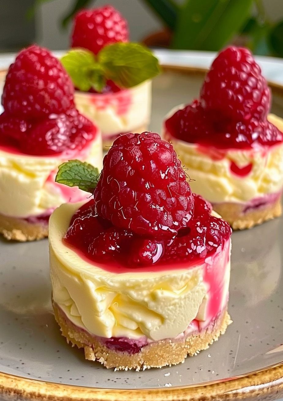 No-Bake Mini Lemon Raspberry Cheesecakes