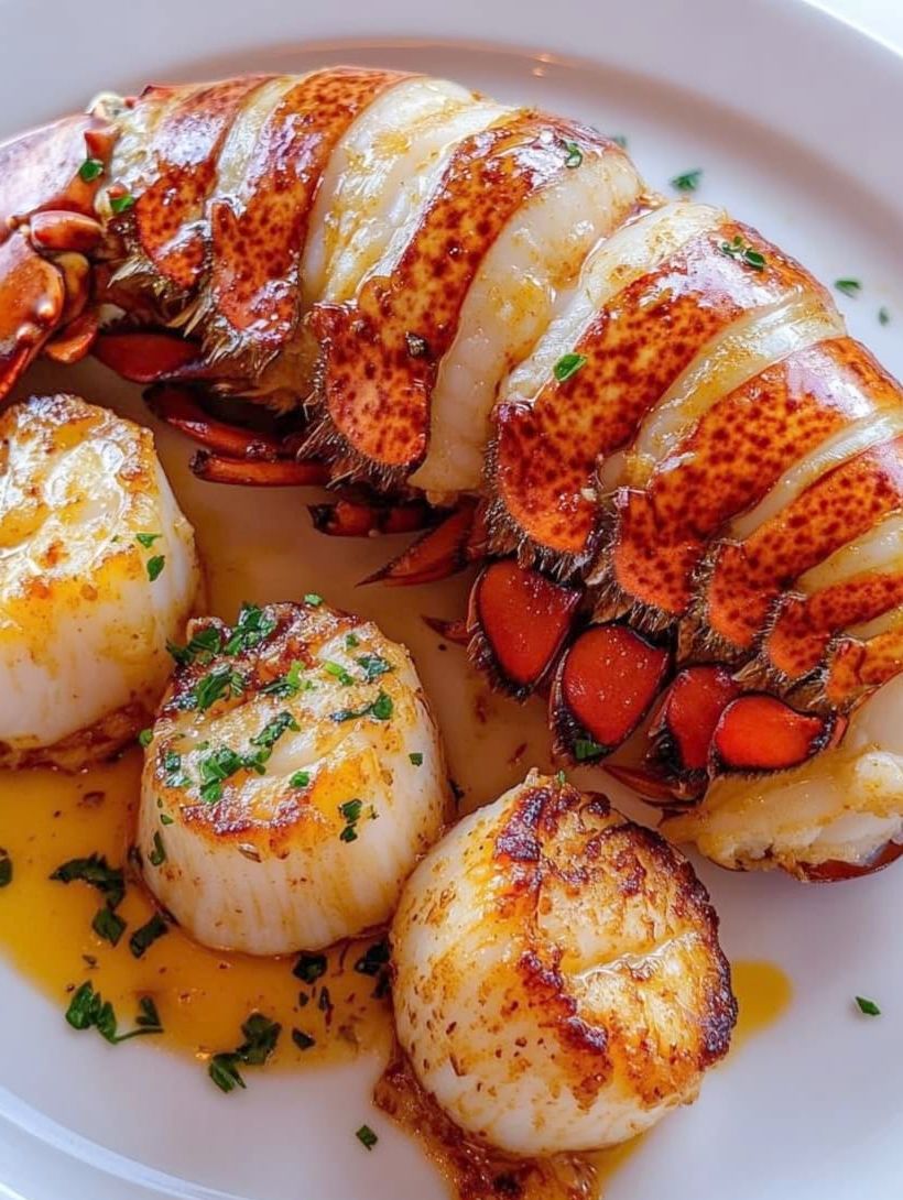 GARLIC BUTTER LOBSTER AND SCALLOPS