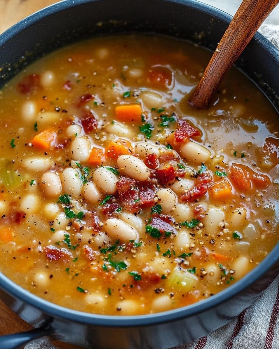 Rustic White Bean and Bacon Soup