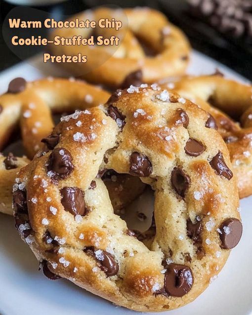 Warm Chocolate Chip Cookie-Stuffed Soft Pretzels