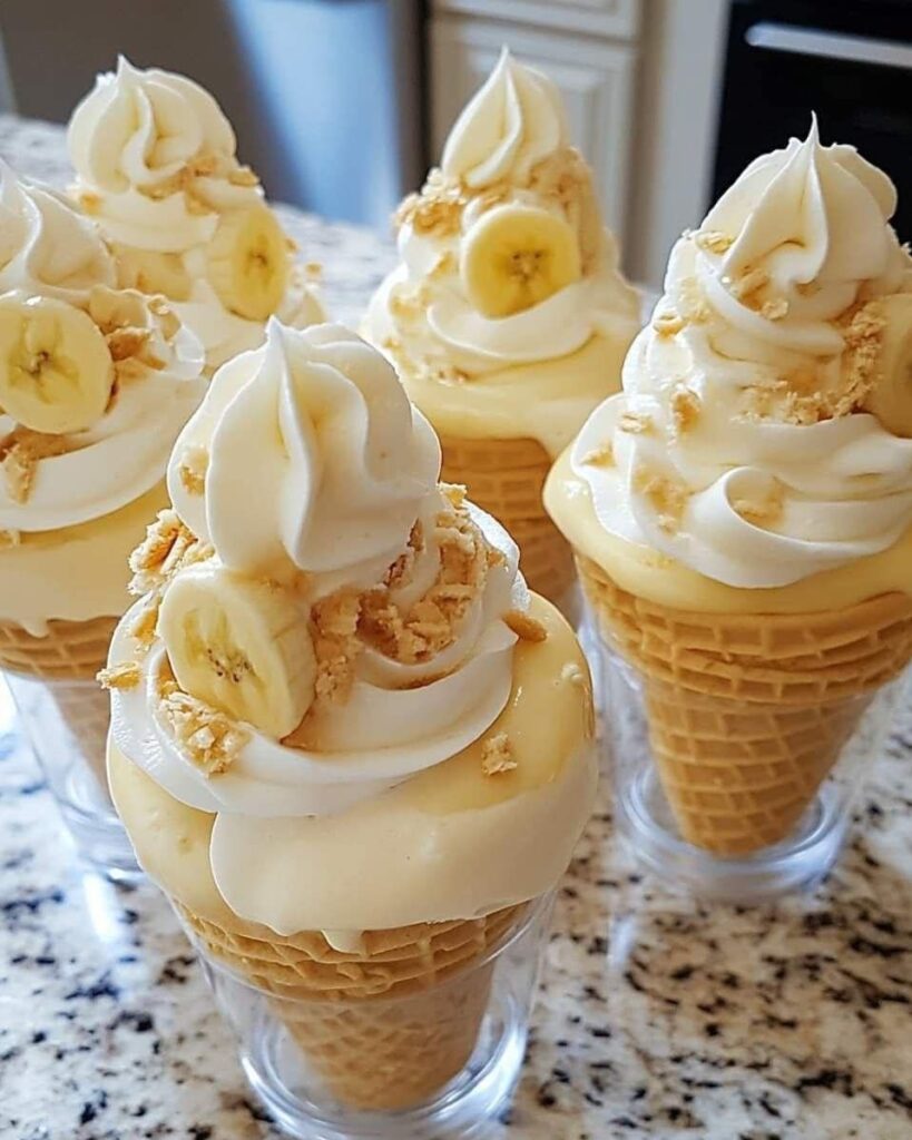 Banana pudding ice cream cones