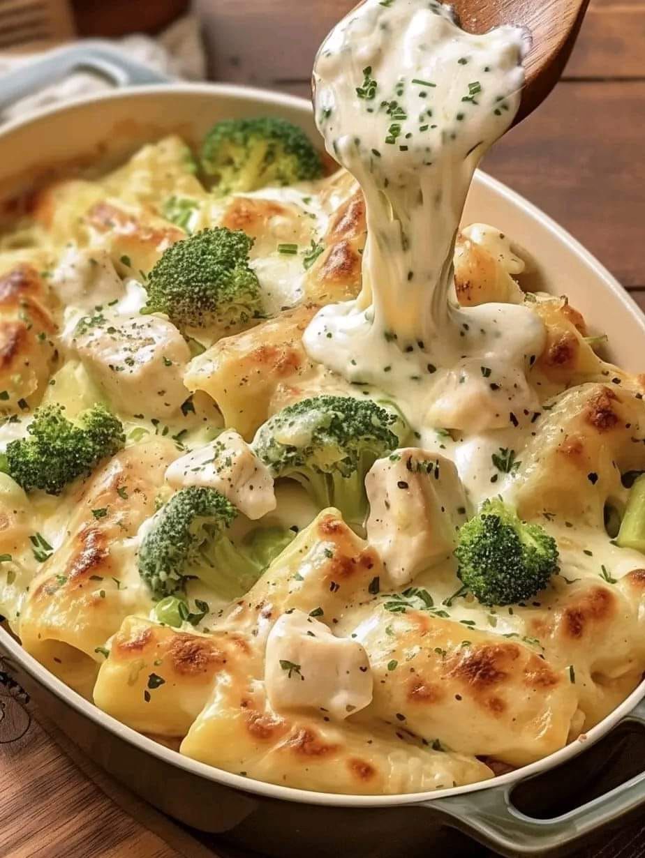 Chicken and Broccoli Baked Alfredo