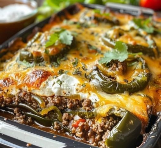 Baked Beef Chiles Rellenos Casserole