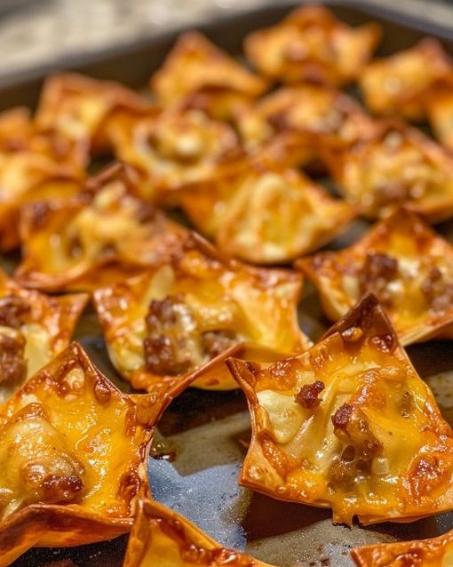 Cheesy Sausage Wonton Cups