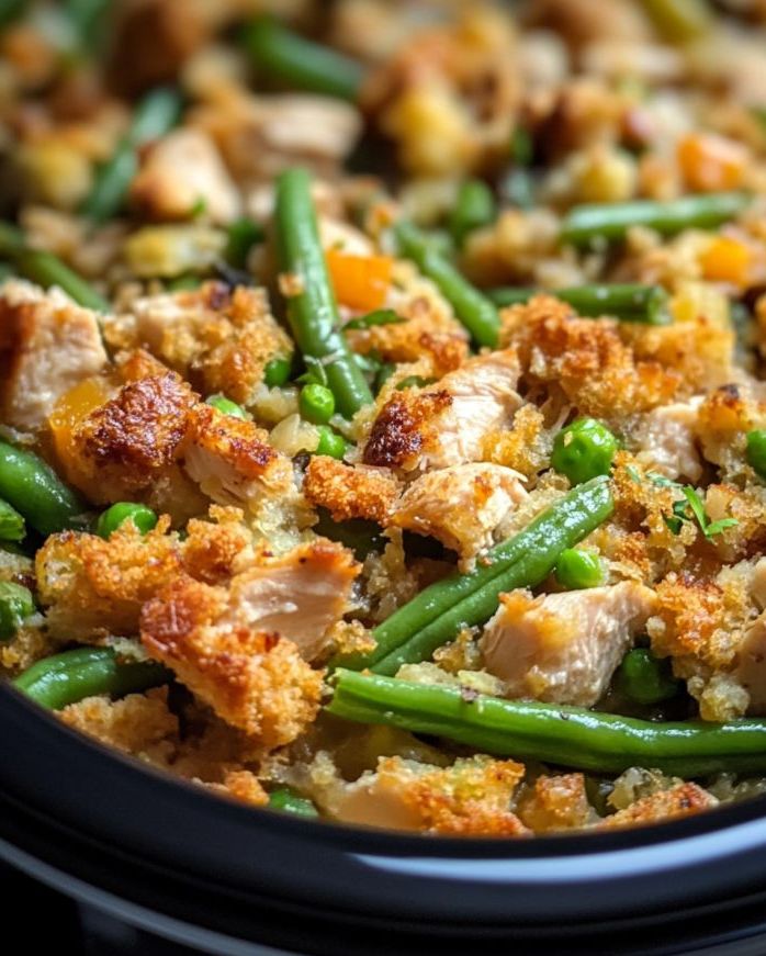 Slow Cooker Chicken and Stuffing with Vegetables