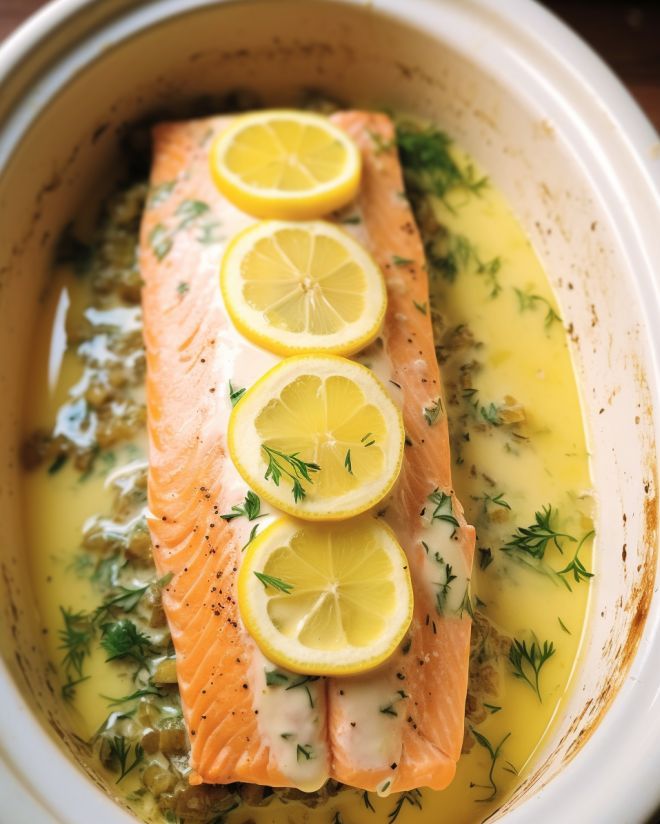 Slow Cooker Lemon Garlic Salmon