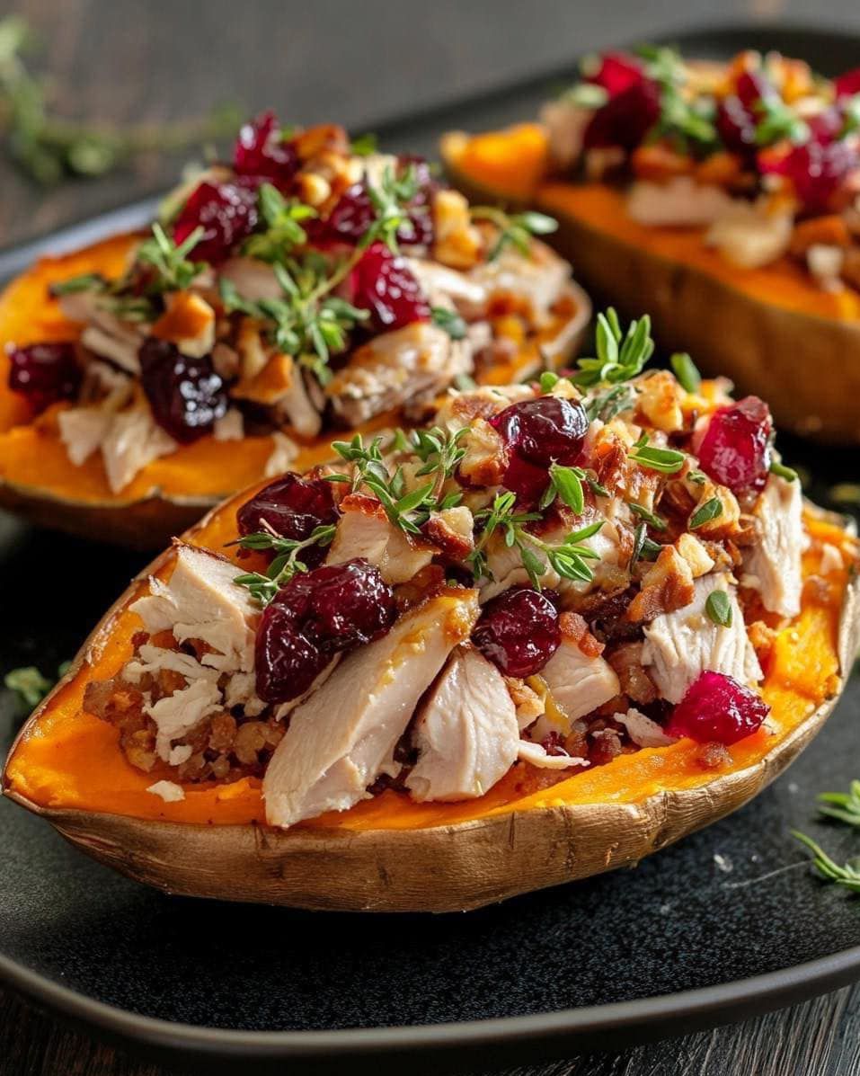 Stuffed sweet potatoes with chicken