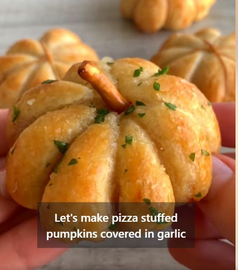 Pizza Stuffed Pumpkins in Garlic Butter Recipe