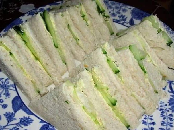 Homemade cucumber sandwiches